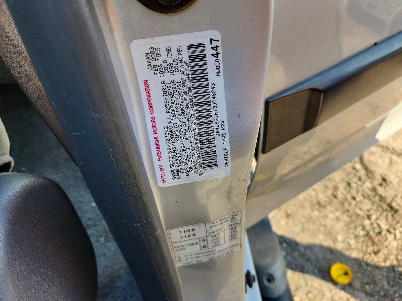 69070216 :رقم المزاد ، JA4LS21H13J046243 vin ، 2003 Mitsubishi Montero مزاد بيع