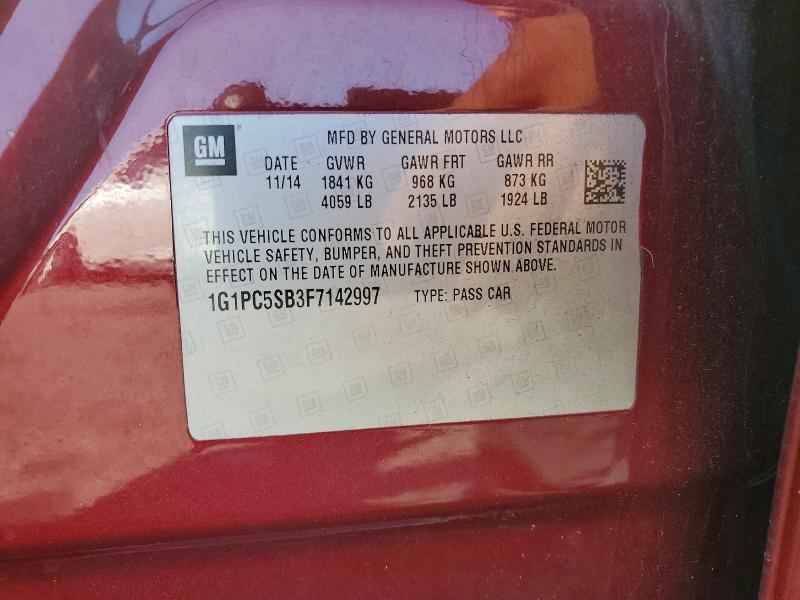 68205116 :رقم المزاد ، 1G1PC5SB3F7142997 vin ، 2015 Chevrolet Cruze مزاد بيع