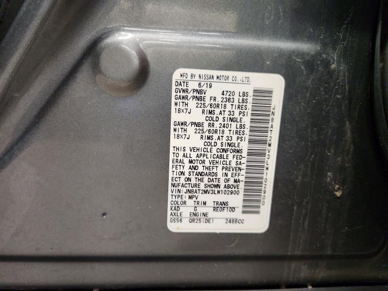 70686166 :رقم المزاد ، JN8AT2MV3LW102900 vin ، 2020 Nissan Rogue مزاد بيع