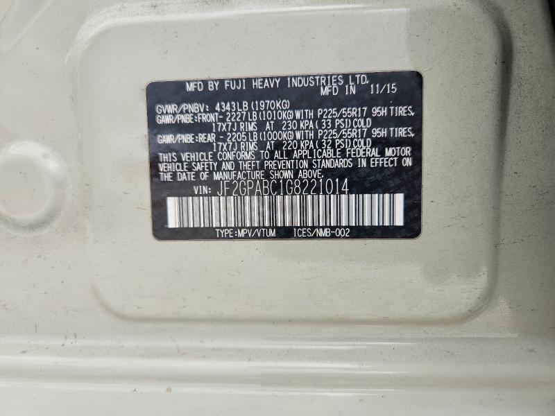 Продаж на аукціоні авто 2016 Subaru Crosstrek, vin: JF2GPABC1G8221014, номер лоту: 70406416