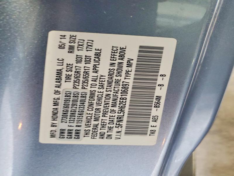 Продаж на аукціоні авто 2014 Honda Odyssey, vin: 5FNRL5H62EB106897, номер лоту: 69157106