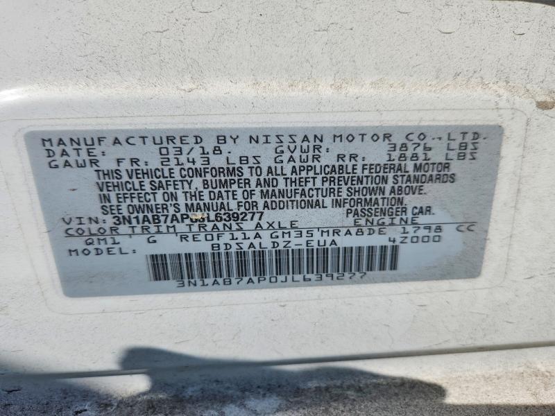 2018 Nissan Sentra მანქანა იყიდება აუქციონზე, vin: 3N1AB7AP0JL639277, აუქციონის ნომერი: 70560516