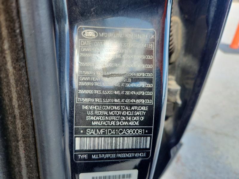 Auction sale of the 2012 Land Rover Range Rover, vin: SALMF1D41CA360081        , lot number: 68900846