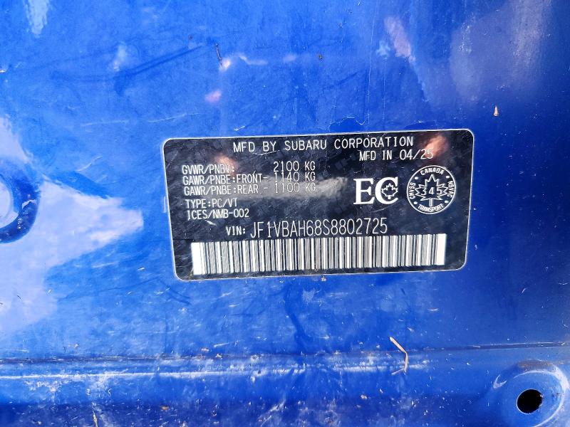 Aukcja sprzedaży 2025 Subaru Wrx, vin: JF1VBAH68S8802725, numer aukcji: 64214006