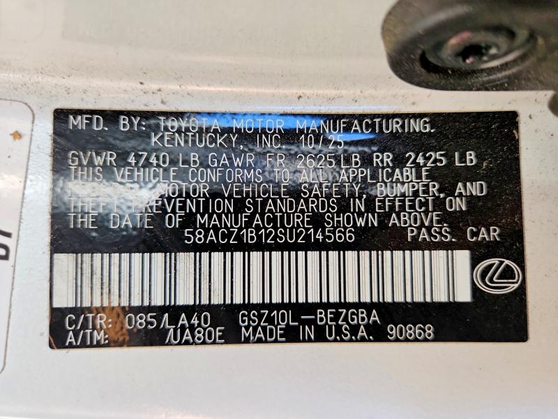 68854276 :رقم المزاد ، 58ACZ1B12SU214566 vin ، 2025 Lexus Es 350 مزاد بيع