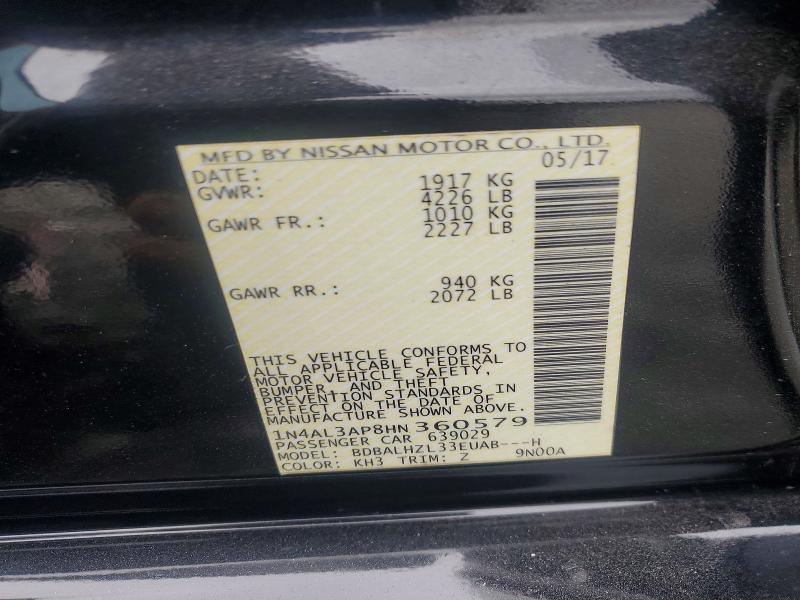 Продажа на аукционе авто 2017 Nissan Altima, vin: 1N4AL3AP8HN360579, номер лота: 68372786