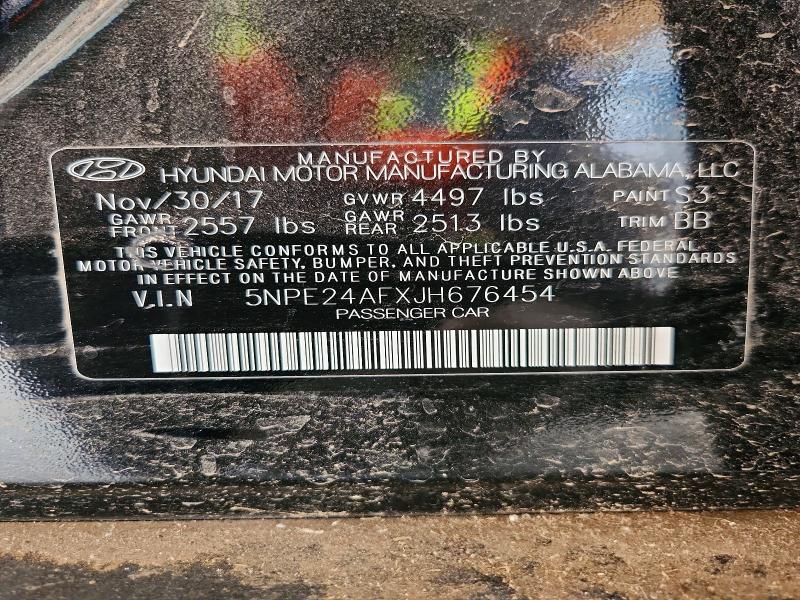 Aukcja sprzedaży 2018 Hyundai Sonata, vin: 5NPE24AFXJH676454, numer aukcji: 68865696