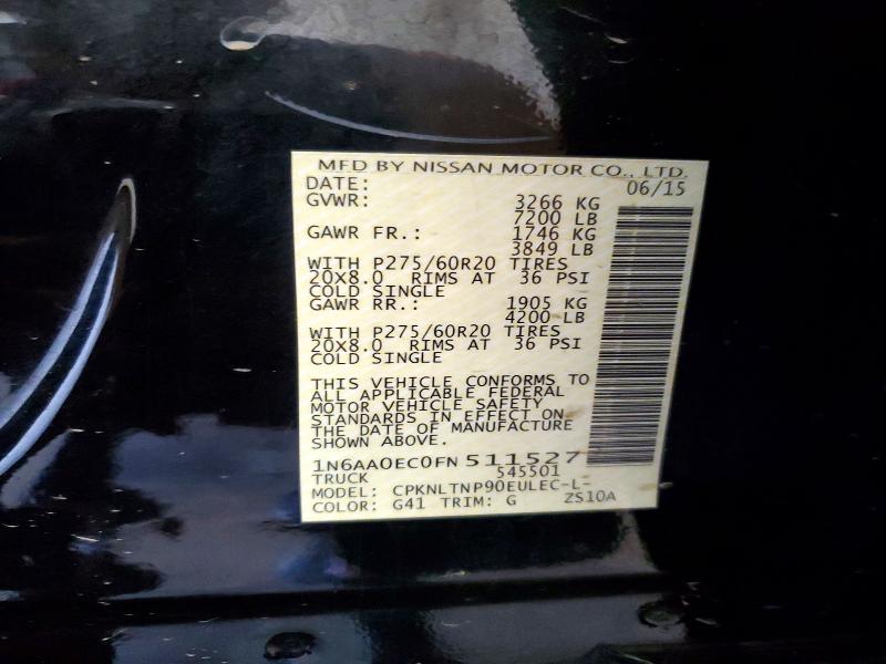 67700226 :رقم المزاد ، 1N6AA0EC0FN511527 vin ، 2015 Nissan Titan مزاد بيع