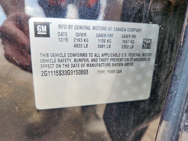 67901136 :رقم المزاد ، 2G1115S33G9150893 vin ، 2016 Chevrolet Impala مزاد بيع