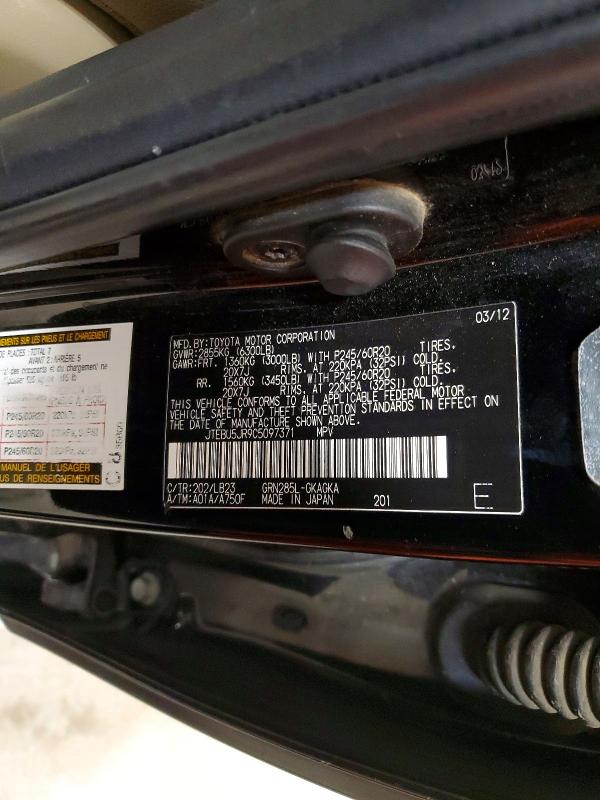 68246716 :رقم المزاد ، JTEBU5JR9C5097371 vin ، 2012 Toyota 4runner مزاد بيع