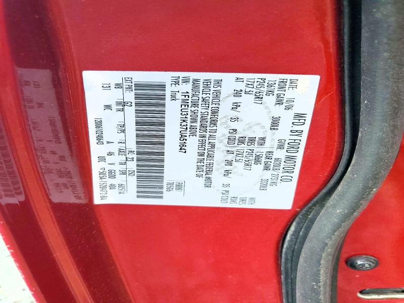 70617076 :رقم المزاد ، 1FMEU31K37UA51647 vin ، 2007 Ford Explorer Sport Trac مزاد بيع