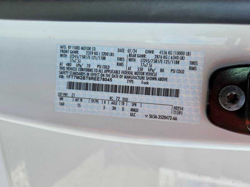 2024 Ford F250 მანქანა იყიდება აუქციონზე, vin: 1FT7W2BT9REE78045, აუქციონის ნომერი: 67663126