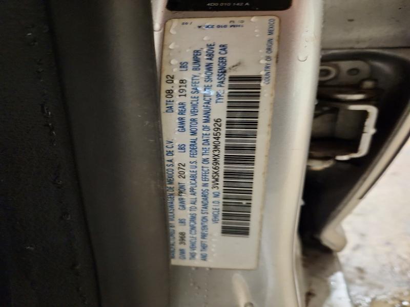 2003 Volkswagen Jetta მანქანა იყიდება აუქციონზე, vin: 3VWSK69MX3M045926, აუქციონის ნომერი: 68000406