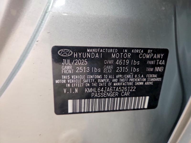 2026 Hyundai Sonata მანქანა იყიდება აუქციონზე, vin: KMHL64JA6TA526122, აუქციონის ნომერი: 68033736