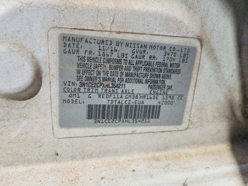 2017 Nissan Versa Note მანქანა იყიდება აუქციონზე, vin: 3N1CE2CPXHL354211, აუქციონის ნომერი: 68944826