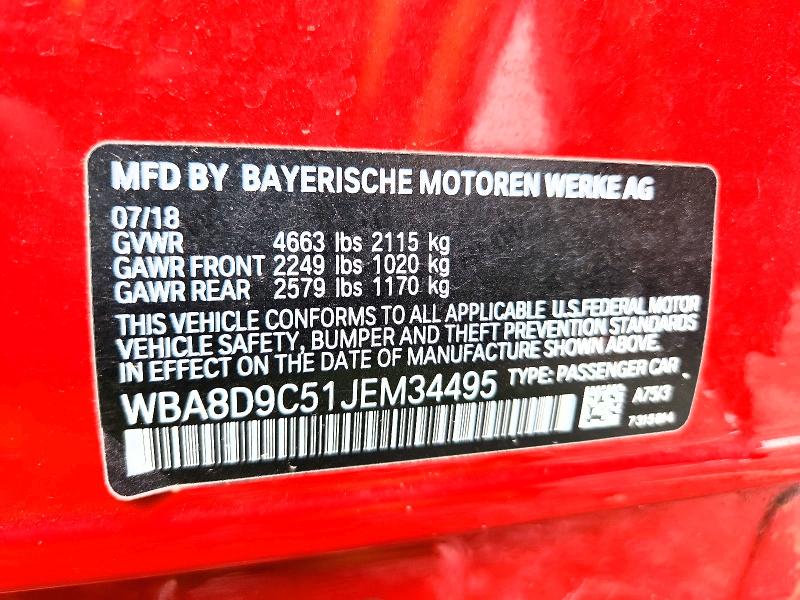 Aukcja sprzedaży 2018 Bmw 330, vin: WBA8D9C51JEM34495, numer aukcji: 67536936