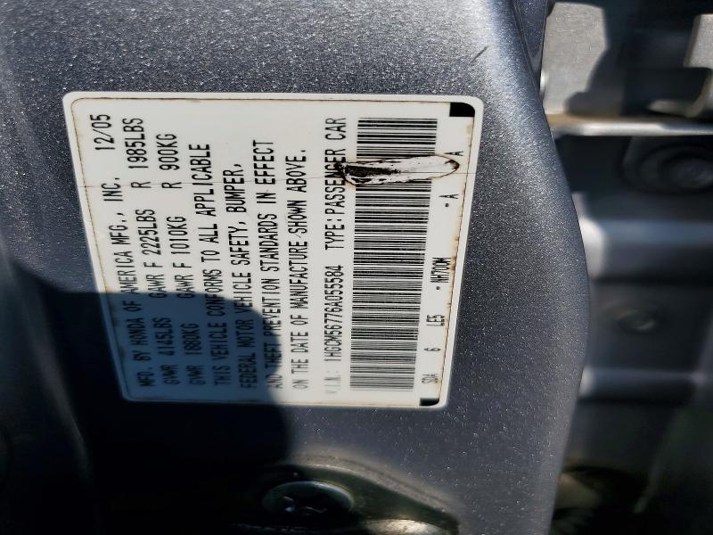 68018936 :رقم المزاد ، 1HGCM56776A055584 vin ، 2006 Honda Accord مزاد بيع