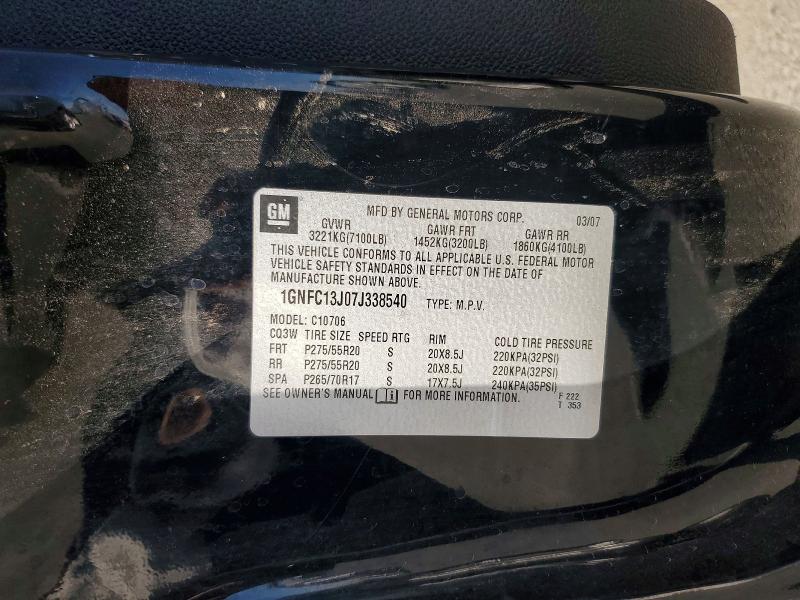 Продаж на аукціоні авто 2007 Chevrolet Tahoe, vin: 1GNFC13J07J338540, номер лоту: 68878156