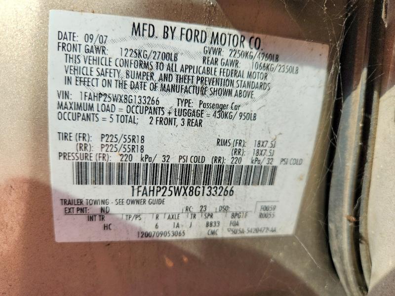 Aukcja sprzedaży 2008 Ford Taurus, vin: 1FAHP25WX8G133266, numer aukcji: 70002246