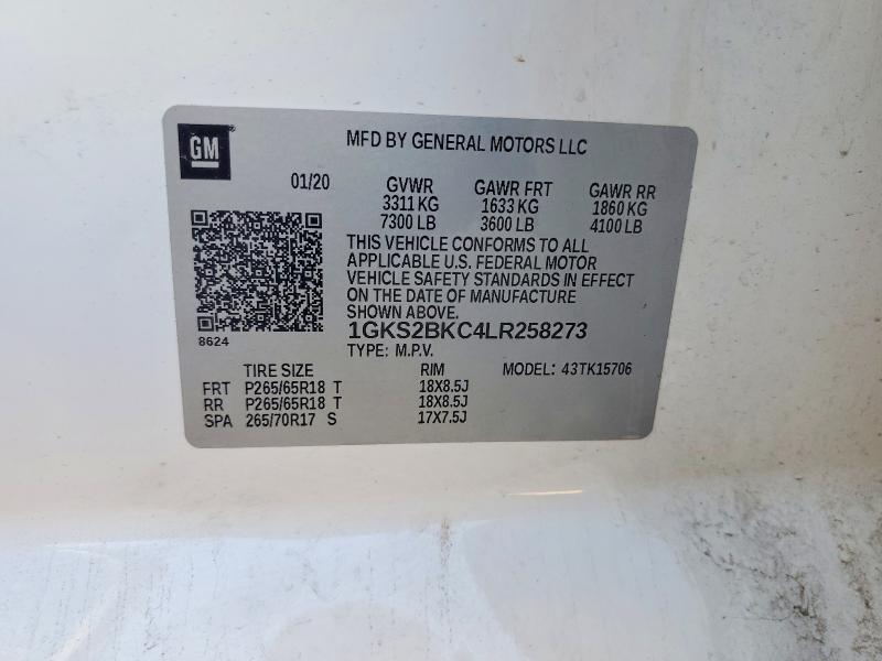 Aukcja sprzedaży 2020 Gmc Yukon, vin: 1GKS2BKC4LR258273, numer aukcji: 68886056
