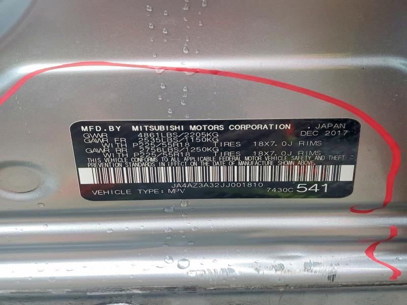 Aukcja sprzedaży 2018 Mitsubishi Outlander, vin: JA4AZ3A32JJ001810, numer aukcji: 67137136