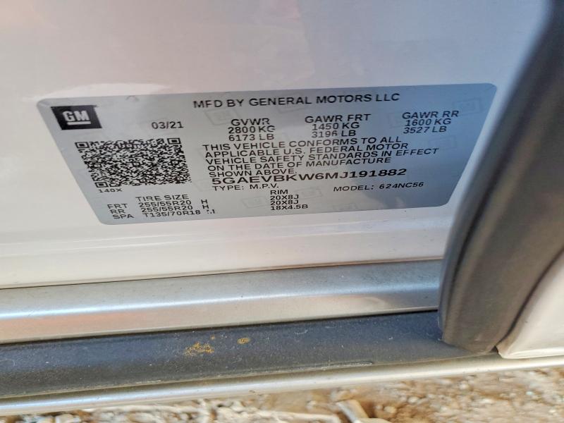 67857496 :رقم المزاد ، 5GAEVBKW6MJ191882 vin ، 2021 Buick Enclave مزاد بيع