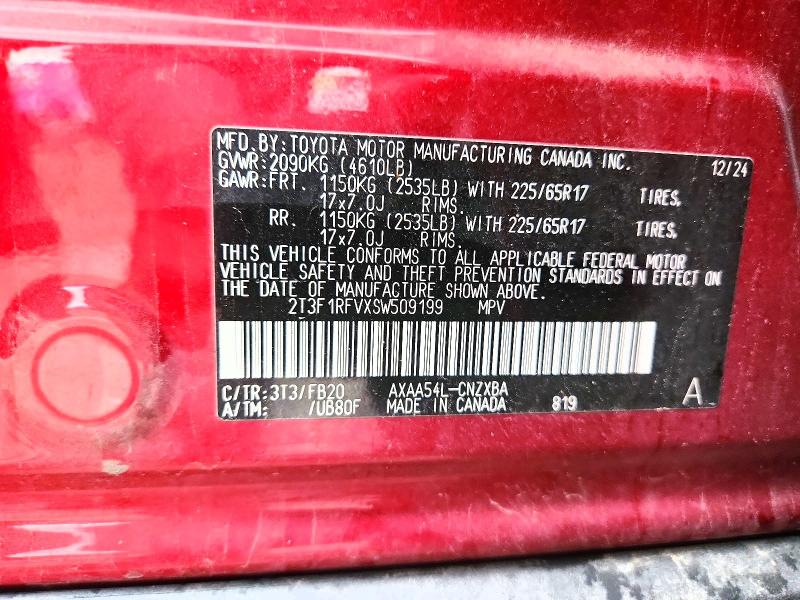 2025 Toyota Rav4 მანქანა იყიდება აუქციონზე, vin: 2T3F1RFVXSW509199, აუქციონის ნომერი: 70706656