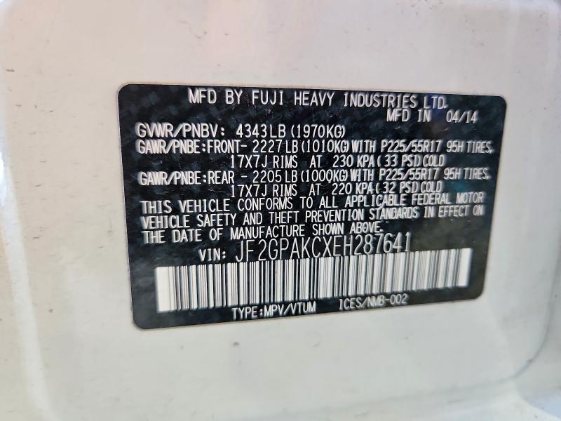 2014 Subaru Xv Crosstrek მანქანა იყიდება აუქციონზე, vin: JF2GPAKCXEH287641, აუქციონის ნომერი: 70959836