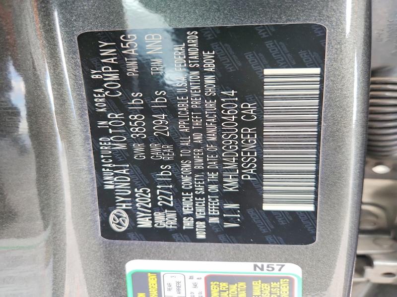 2025 Hyundai Elantra მანქანა იყიდება აუქციონზე, vin: KMHLM4DG9SU046014, აუქციონის ნომერი: 69578506