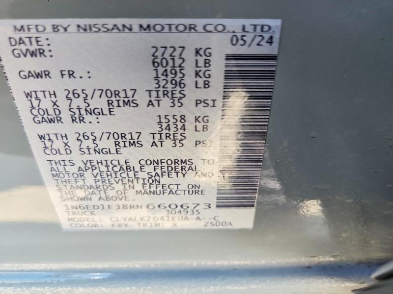 2024 Nissan Frontier მანქანა იყიდება აუქციონზე, vin: 1N6ED1EJ8RN660673, აუქციონის ნომერი: 69704906