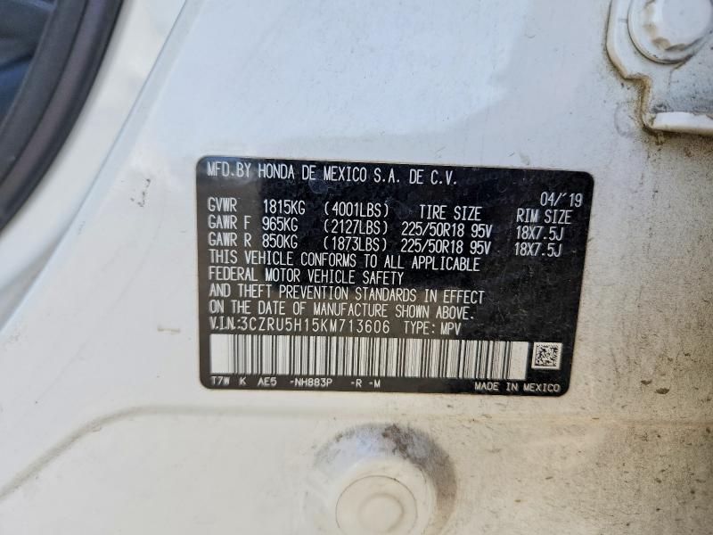 69280806 :رقم المزاد ، 3CZRU5H15KM713606 vin ، 2019 Honda Hr-v مزاد بيع