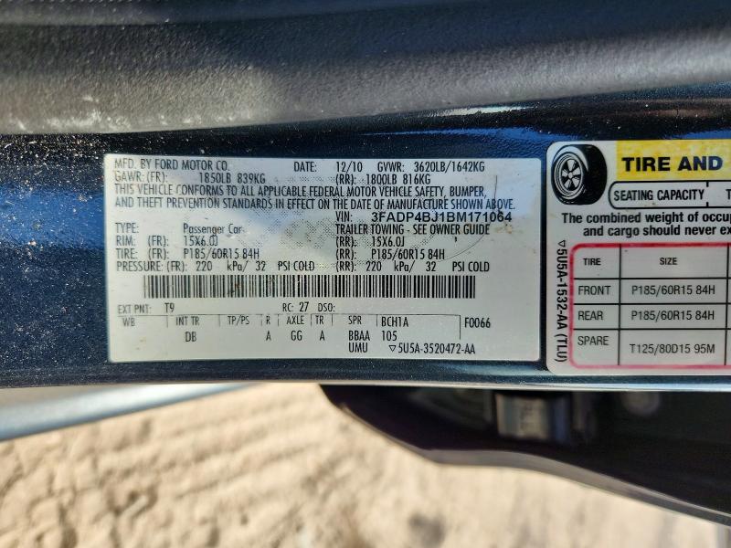 69194766 :رقم المزاد ، 3FADP4BJ1BM171064 vin ، 2011 Ford Fiesta مزاد بيع
