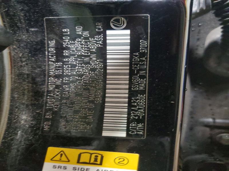 Продаж на аукціоні авто 2016 Lexus Es, vin: 58ABK1GG4GU021971, номер лоту: 68245166