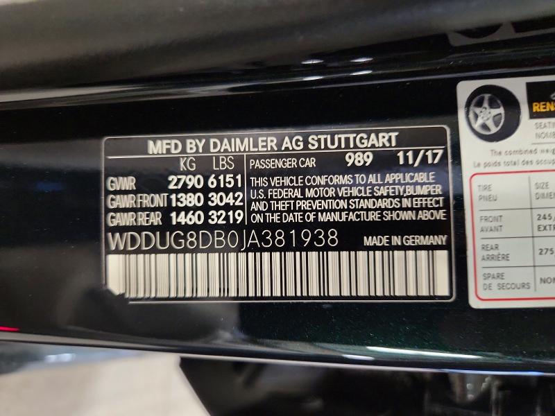Auction sale of the 2018 Mercedes-benz S, vin: WDDUG8DB0JA381938        , lot number: 69132586
