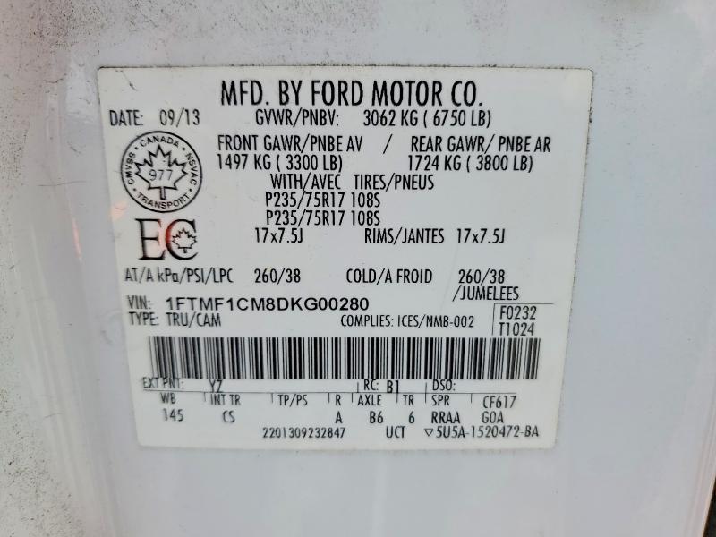Продажа на аукционе авто 2013 Ford F150, vin: 1FTMF1CM8DKG00280, номер лота: 67844186