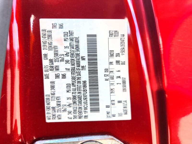 2015 Ford Escape მანქანა იყიდება აუქციონზე, vin: 1FMCU0J9XFUB18696, აუქციონის ნომერი: 68356766