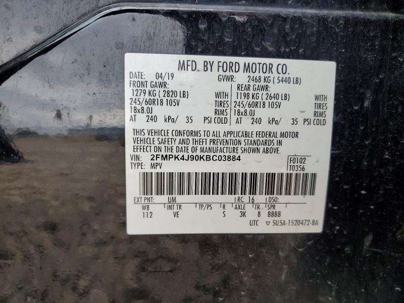 Продаж на аукціоні авто 2019 Ford Edge, vin: 2FMPK4J90KBC03884, номер лоту: 70423216