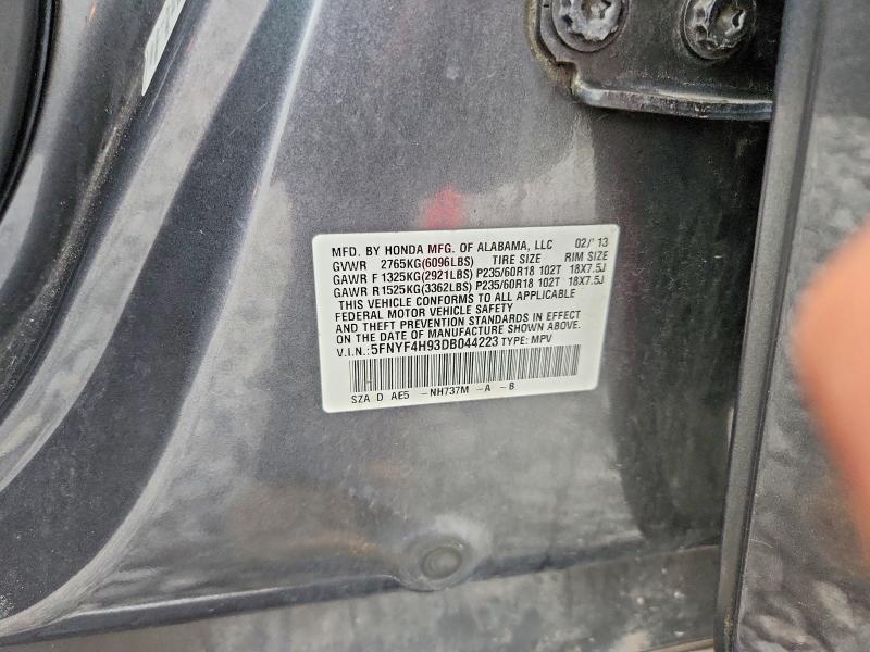 Продаж на аукціоні авто 2013 Honda Pilot, vin: 5FNYF4H93DB044223, номер лоту: 71249056