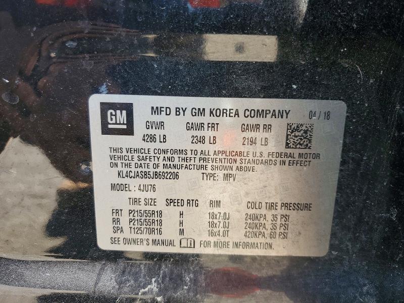 67610856 :رقم المزاد ، KL4CJASB5JB692206 vin ، 2018 Buick Encore مزاد بيع
