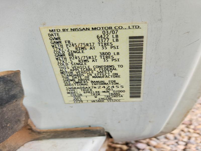 Aukcja sprzedaży 2007 Nissan Titan, vin: 1N6BA06AX7N242455, numer aukcji: 67436626