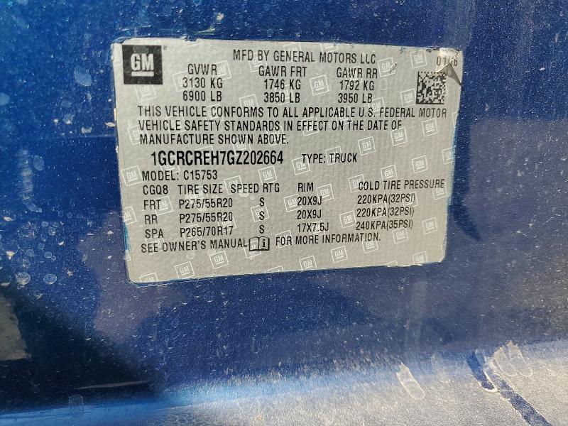 69573596 :رقم المزاد ، 1GCRCREH7GZ202664 vin ، 2016 Chevrolet Silverado مزاد بيع
