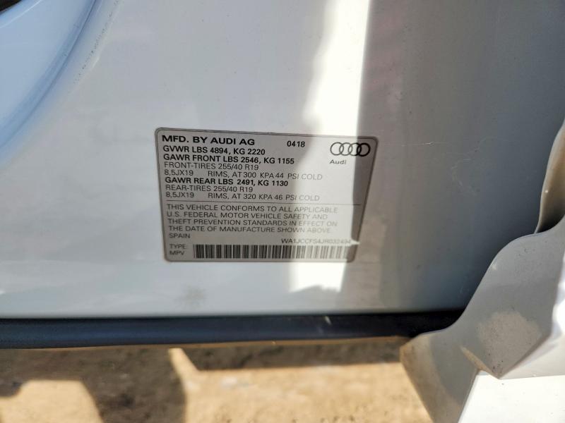 67150646 :رقم المزاد ، WA1JCCFS4JR032494 vin ، 2018 Audi Q3 مزاد بيع