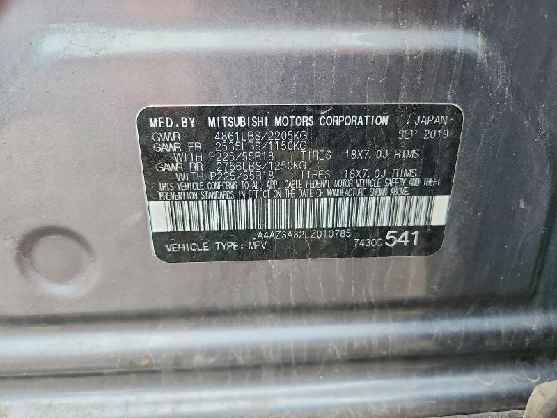 2020 Mitsubishi Outlander მანქანა იყიდება აუქციონზე, vin: JA4AZ3A32LZ010785, აუქციონის ნომერი: 66008166