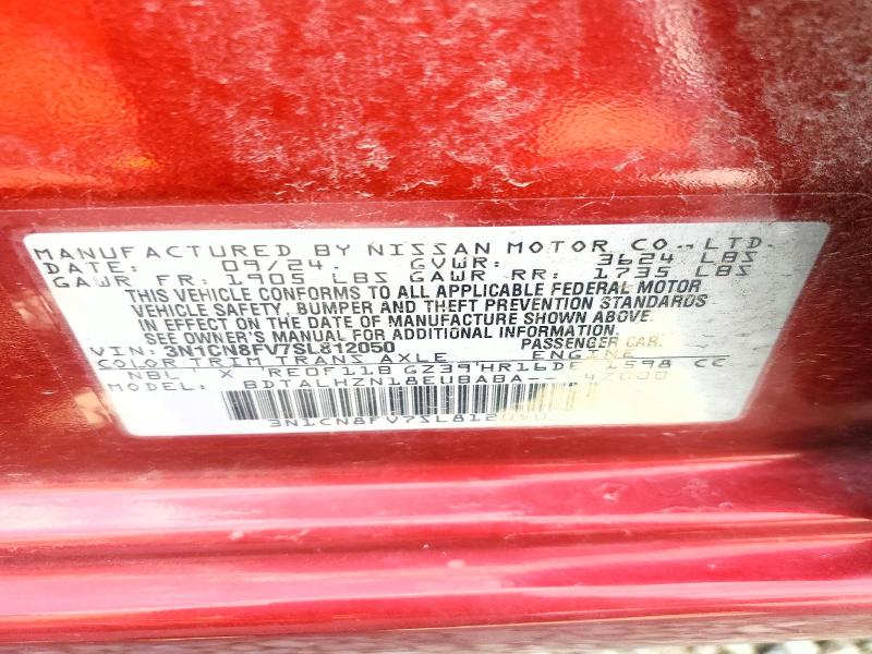 2025 Nissan Versa მანქანა იყიდება აუქციონზე, vin: 3N1CN8FV7SL812050, აუქციონის ნომერი: 67402506