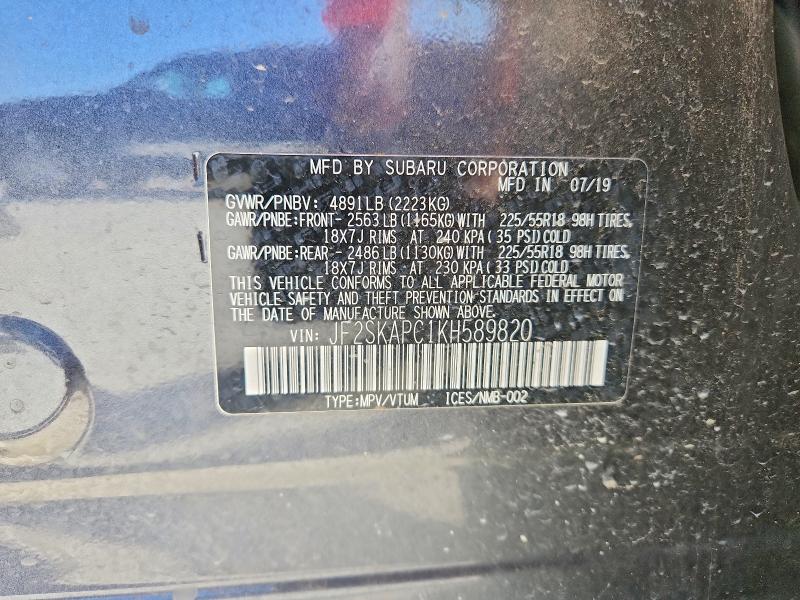 Aukcja sprzedaży 2019 Subaru Forester, vin: JF2SKAPC1KH589820, numer aukcji: 67085876
