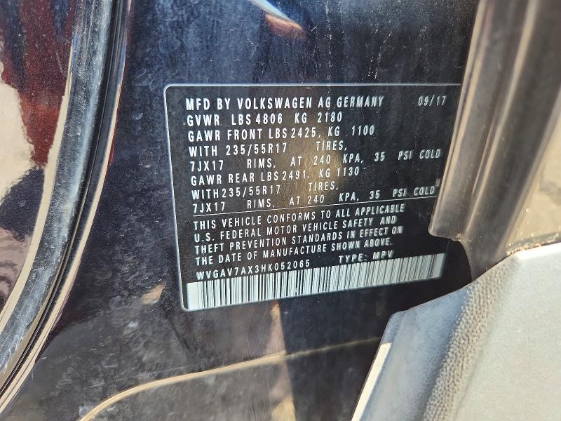 Продажа на аукционе авто 2017 Volkswagen Tiguan, vin: WVGAV7AX3HK052065, номер лота: 67497026