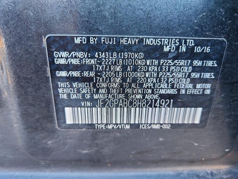 Продажа на аукционе авто 2017 Subaru Crosstrek, vin: JF2GPABC8H8214921, номер лота: 70675036