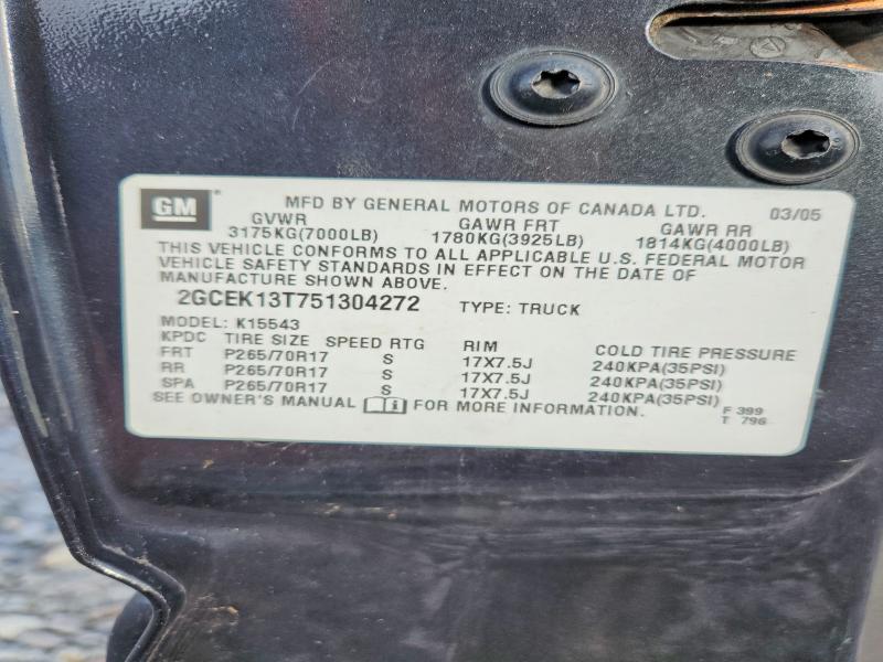 Продаж на аукціоні авто 2005 Chevrolet Silverado, vin: 2GCEK13T751304272, номер лоту: 69910846