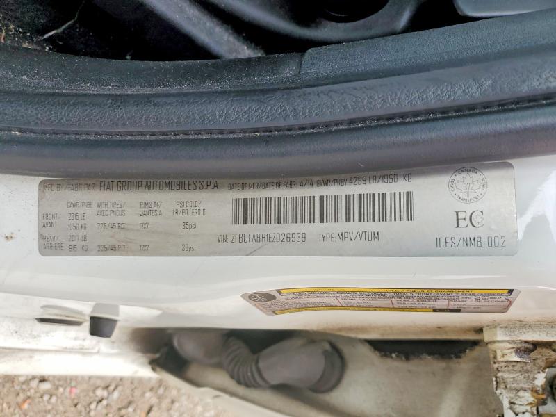 Aukcja sprzedaży 2014 Fiat 500l, vin: ZFBCFABH1EZ026939, numer aukcji: 67772676