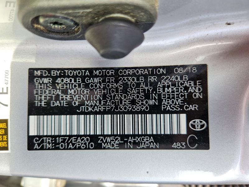 Продажа на аукционе авто 2018 Toyota Prius Prime, vin: JTDKARFP7J3093890, номер лота: 67646206